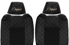 Set huse scaune camion compatibil cu RENAULT T 2014->, Negru, piele ecologica cu velur, tetiere reglabile - Img 2