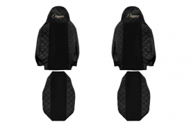 Set huse scaune camion compatibil cu Scania G / L / P / R / S 2016->, Negru, piele ecologica cu velur - Img 1