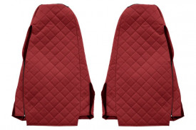 Set huse scaune camion compatibil cu SCANIA Seria R G P 2005-2016, Negru cu rosu, piele ecologica cu velur, tetiere integrate - Img 2