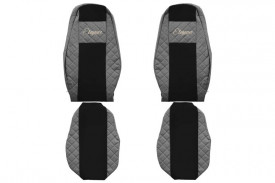 Set huse scaune camion compatibil cu VOLVO FH4 2013->, Negru cu gri, piele ecologica cu velur