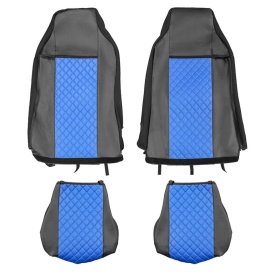Set huse scaune camion compatibile cu IVECO STRALIS S-WAY 2021->, piele ecologica negru cu albastru - Img 3