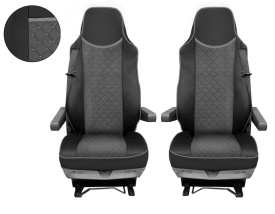 Set huse scaune camion compatibile cu MAN TGX 2007-2021, piele ecologica negru cu gri - Img 5