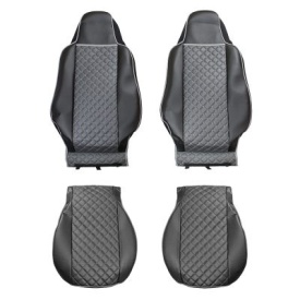 Set huse scaune camion compatibile cu MAN TGX II 2021->, piele ecologica negru cu gri - Img 3