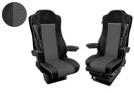 Set huse scaune camion compatibile cu Mercedes Actros MP4 MP5 2011->, piele ecologica negru cu gri - Img 3