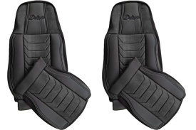 Set huse scaune camion compatibile IVECO STRALIS 2002-> negru, piele ecologica cu catifea