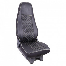 Set huse scaune camion compatibile VOLVO FH4 2013-> euro 6, piele ecologica negru si cusaturi gri