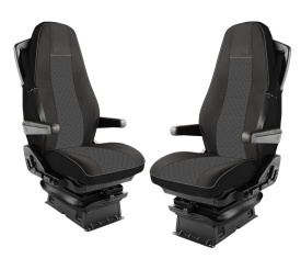 Set huse scaune camion compatibile VOLVO FH4 2013-> euro 6, piele ecologica negru cu gri