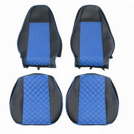 Set huse scaune camion compatibile VOLVO FH4 2013-> euro 6, piele ecologica negru cu albastru - Img 2