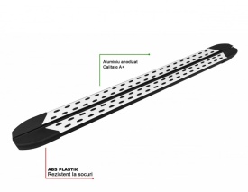 Set praguri laterale din aluminiu cu suporti compatibil VW T5, T6, T7 caroserie scurta 2003->, TrimLine Alu Design - Img 3