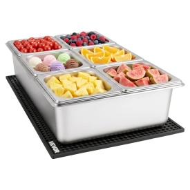 Tava recipient de prezentare pentru servire alimente, din otel inoxidabil, dozator de condimente pentru bufet, raft racit cu gheata cu capac separat, pentru restaurant, hotel, petrecere, tava 6 compartimente - Img 9