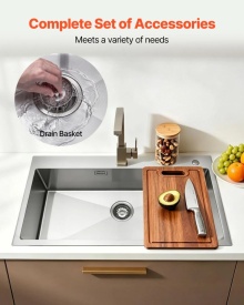 Chiuveta de bucatarie de 85 cm cu o singura cuva, lavoar incorporat in otel inoxidabil cu accesorii, chiuveta de spalat vase pentru rulote, bucatarie, spalatorie, bar - Img 4