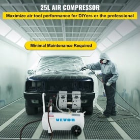 Compresor de aer 25L, portabil, 1 CP, fara ulei, rezervor de otel 750 W, compresor de aer 115 PSI, compresor ultra silentios pentru reparatii la domiciliu, umflarea anvelopelor - Img 3