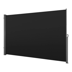 Copertina laterala retractabila, paravan lateral retractabil pentru terasa 180x300 cm cu tesstură din poliester 180 g/m², paravan de soare impermeabil, separator de camera pentru gradina, balcon, piscine, terasa, negru