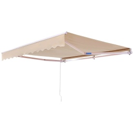Copertina retractabila manuala, 360x300 cm, pentru terasa exterioara, parasolar retractabil, adapost pentru usa si fereastra din poliester rezistent la apa, cu maner manivela pentru curte, balcon - Img 5