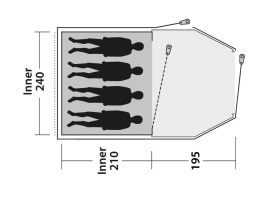 Cort camping tip tunel, cu 2 camere, pentru 4 persoane, 420x260x140 cm, Outwell Tent Earth 4 Plus - Img 11
