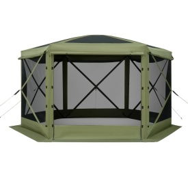 Cort de gradina, camping, evenimente, 6 laturi, 3x3 m, capac detasabil si geanta de transport, montare rapida, adapost solar pentru 6-8 persoane, curte, terasa, culoare verde