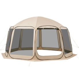 Cort evenimente gradina, 4500 x 4250 x 2450 mm, cort pliabil pentru 12-15 persoane, acoperit portabil cu baldachin, geanta de transport, plasa laterala, tarusi de sol, pentru gradina, terasa, activităti in aer liber, culoare bej - Img 9