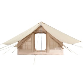Cort gonflabil pentru camping, Glamping 300D Oxford, usor de instalat pentru 3-5 persoane cu pompa manuala, cort pentru 4 sezoane cu baldachin, 2 usi si 2 ferestre din plasa - Img 11