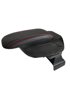 Cotiera auto neagra compatibila Skoda Fabia II 2007-2014, piele ecologica neagra si cusaturi rosii - Img 2