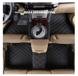 Covorase auto din piele ecologica Audi A8 D4 2010-2017 caroserie scurta, cusatura bej - Img 2