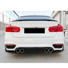 Difuzor bara spate compatibil BMW Seria 3 F30 2011-2018, M3 Design dubla evacuare, negru lucios - Img 4