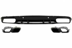 Difuzor Bara Spate compatibil cu MERCEDES C-Class C205 A205 Coupe Cabriolet 2014-2019 Facelift C63S Design Silver Tips - Img 2