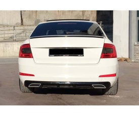 Difuzor bara spate compatibil Skoda Octavia 3 III 2012-2020, cu dubla evacuare, negru lucios - Img 3
