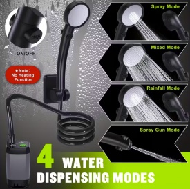 Dus portabil de camping cu afisaj LED, baterie 6000mAh, rezistent la apa IPX7 si 4 moduri de pulverizare - Img 8