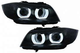 Faruri Bi-Xenon U-Led 3D Angel Eyes compatibil cu BMW Seria 3 E90 E91 2008-2011 Fundal gru - Img 2