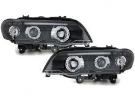 Faruri compatibil cu BMW X5 E53 1999-2003 Angel Eyes Fundal Negru - Img 4