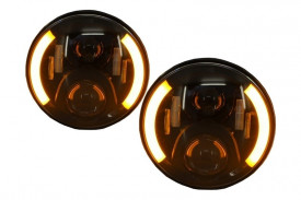 Faruri Full LED CREE compatibil cu Jeep Wrangler JK (2007-2017) Mercedes G-Class W463 (1989-2017) Land Rover Defender Negru - Img 6