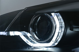 Faruri Xenon Angel Eyes 3D Dual Halo Rims LED DRL compatibil cu BMW X5 E70 2007-2010 Negru - Img 6