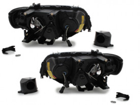 Faruri Xenon Angel Eyes compatibil cu BMW X5 E53 1999-2003 Negru - Img 3