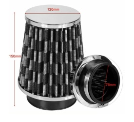Filtru universal de aer sport carbon conic 155x120x76 mm, culoare crom, adaptoare: 60/65/70 mm - Img 3