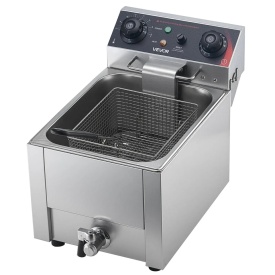 Friteuza electrica comerciala, capacitate ulei 6,8 L, friteuza de blat din otel inoxidabil de 2500 W cu cos si capac, control al temperaturii, supapa de scurgere a uleiului pentru restaurant si nu numai - Img 11