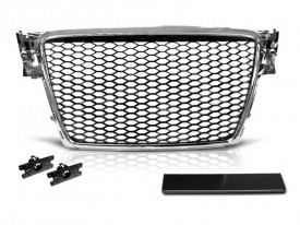 Grila Centrala Fara Emblema compatibil cu AUDI A4 B8 2007-2012 Limousine Avant RS Design Argintiu - Img 2