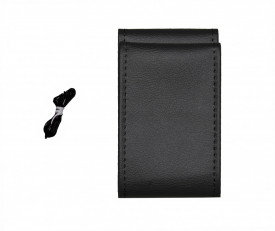 Husa auto volan, imitatie piele neagra neagra cu ac si ata neagra, diametru 38 cm