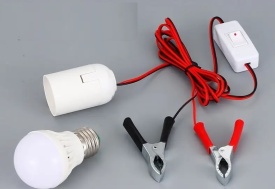 Lampa cu LED, 12V, 9W, cu clesti pentru baterie, cu buton ON / OFF - Img 3