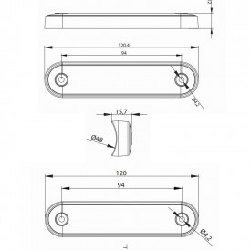 Lampa gabarit slim, LED, rosu 12-36V, 120x27, FT-073C LONG Fristom - Img 4