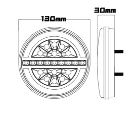 Lampa stop 3 functii, tip hamburger, LED, pozitie Efect Neon, Semnalizare dinamica, diametru 13cm, 12V-24V, Pentru Camion, Remorca, Autobuz, Rulota, Camper, Van - Img 2