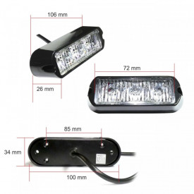 Lampa stroboscopica galbena, 3 LED, 1.5 W, 12-24 V - Img 2