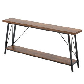 Masa consola ingusta pentru canapea, 180 cm, masa lunga si subtire de intrare cu 2 niveluri pentru hol, pentru canapea cu cadru metalic, hol, living si dormitor - Img 9