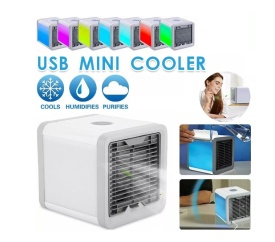 Mini aparat de aer conditionat portabil 3 in 1, racire, umidificare, purificare a aerului cu lumina LED in 7 culori diferite cu USB - Img 8