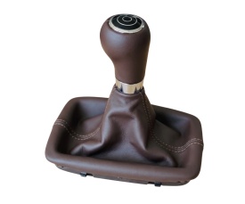 Nuca schimbator de viteze cu rama si manson piele ecologica compatibil Mercedes Clasa C W204 2007-2014, cutie automata, culoare maro