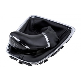 Nuca schimbator de viteze cu rama si manson piele ecologica compatibil Opel Crossland 2017->, 5 trepte, culoare negru cu crom