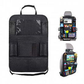 Organizator auto Montat pe Scaun, Compatibil cu orice Masina, Suport de Tableta si Sticle Inclus, Negru - Img 1