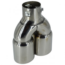 Ornament toba dublu din inox, L: 21 cm, l: 16,3 cm, diam intrare: 6,2 cm - Img 2