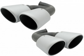 Ornamente Evacuare compatibil cu Porsche Cayenne 92A V6 V8 Diesel 2010-2014 GTS Design Matte Silver - Img 2