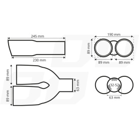 Ornamente toba inox dublu, finisaj carbon, parte montare dreapta, diametru intrare 6,3 cm - Img 4