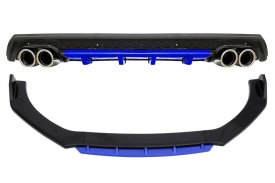 Pachet exterior aero universal, prelungire bara fata si difuzor, negru cu Albastru